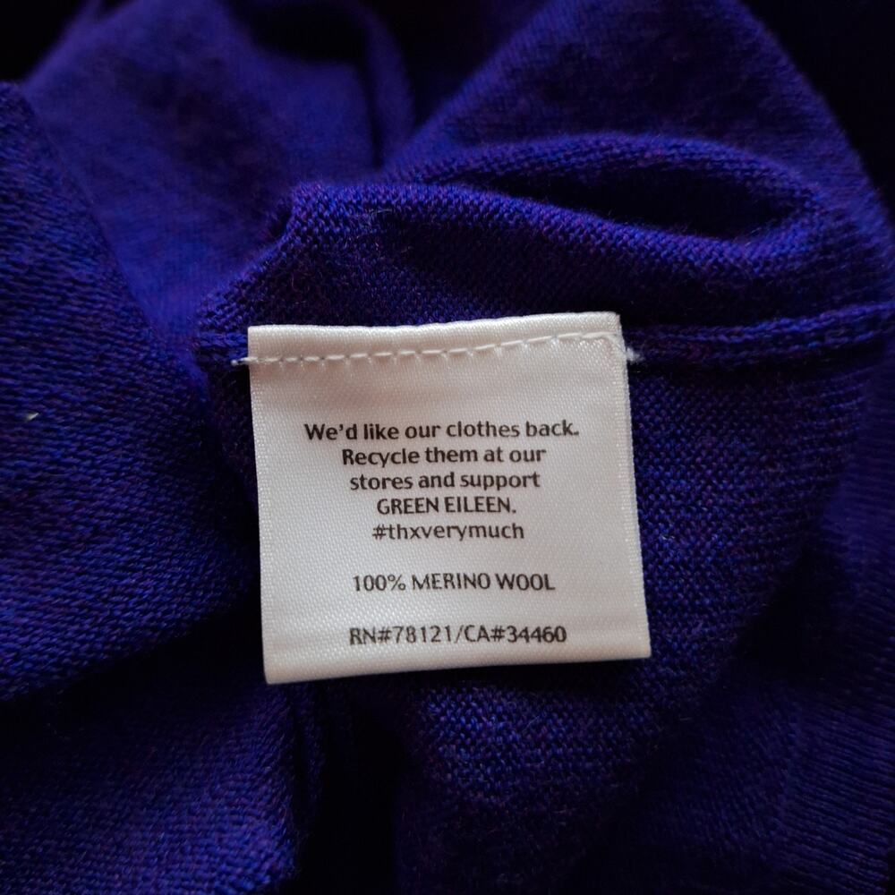 Eileen Fisher 100% Merino Wool Tank cardigan sweater 2 peice set indiago blue M - Picture 6 of 7